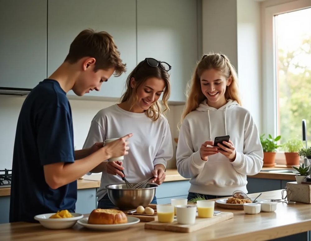 High School Abroad in Spain - host family in kitchen